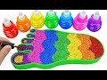 Satisfying Video l How to make Mixing Slime Foot into Bathtub & Rainbow Nail Polish Cutting ASMR