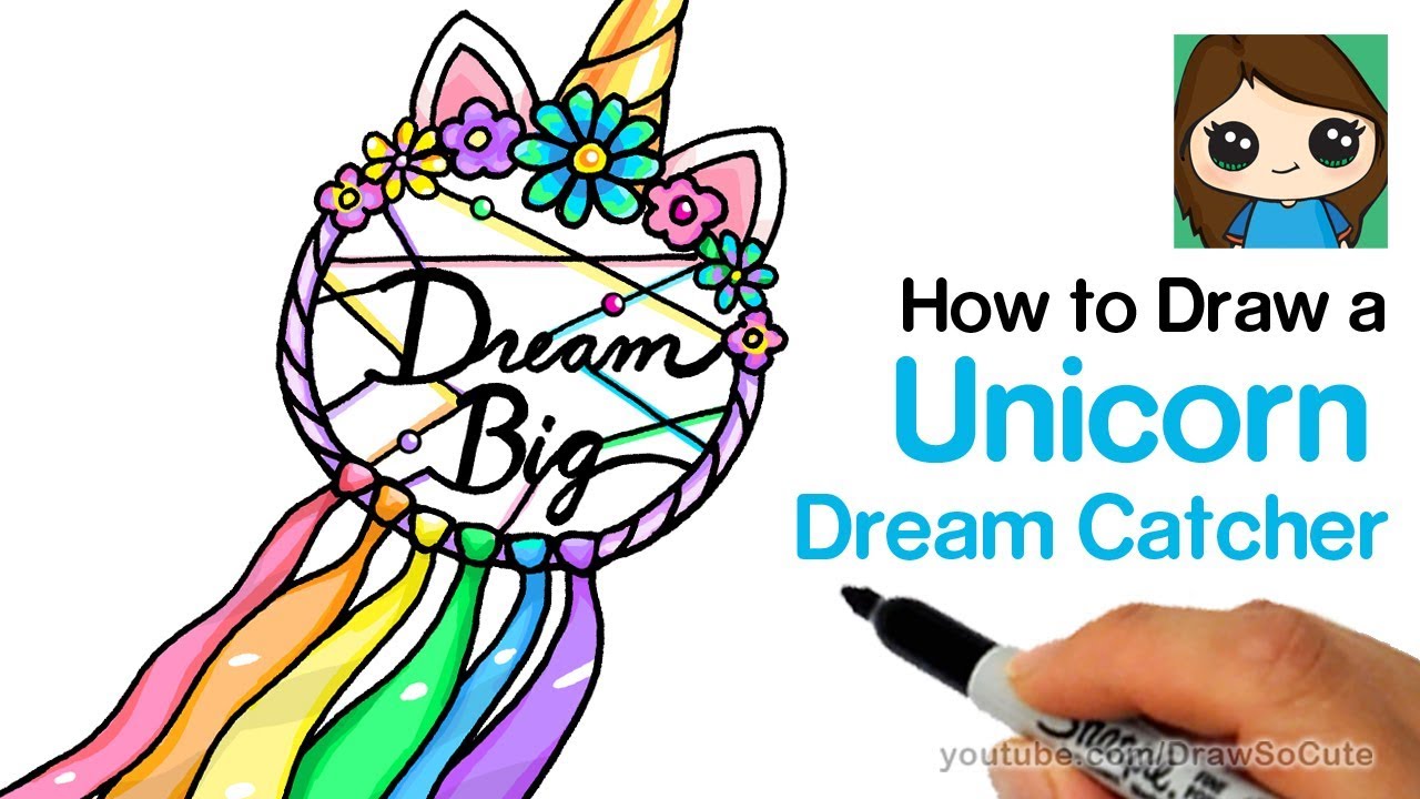 How to Draw a Unicorn Dream Catcher Easy - YouTube