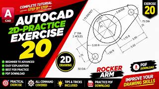 How to Draw a Rocker Arm in AutoCAD 🔥 | AutoCAD Practice Exercise 20 @KHALIDMAHMUD screenshot 3
