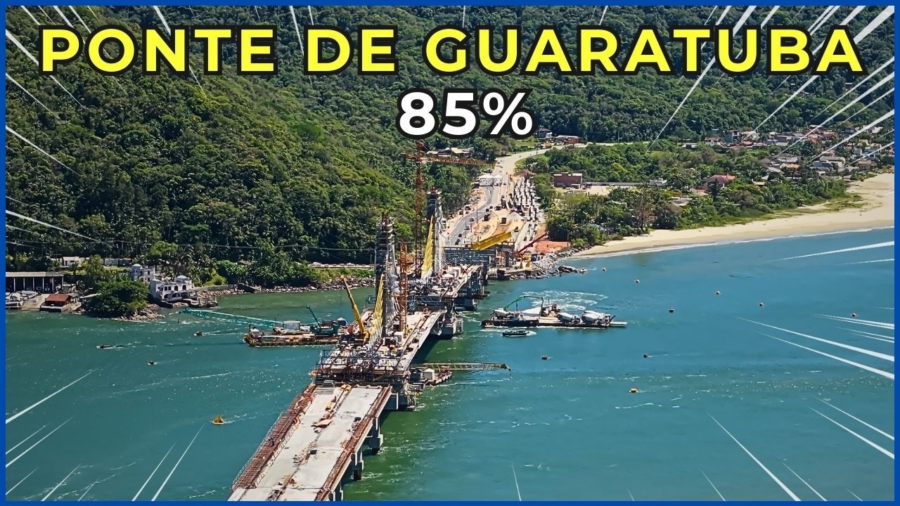 🌉 Ponte de Guaratuba na reta final 85%: 8 pares de estais e superestrutura quase concluída! 💪