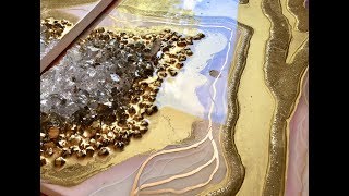 *2 PIECE GEODE PAINTING* Gold Diptych Epoxy Resin Art By Dianka Pours