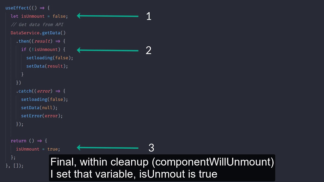 React tips fix can t perform a react state update on an unmounted