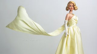 Making The Pale Yellow Evening Gown For Grace Kelly Barbie.