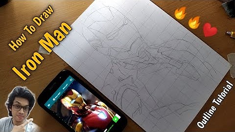How To Draw Iron Man Step By Step Outline Tutorial with grid | Iron Man Outline Tutorial 🔥👌😍