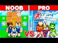 Having a noob vs pro superhero family in minecraft