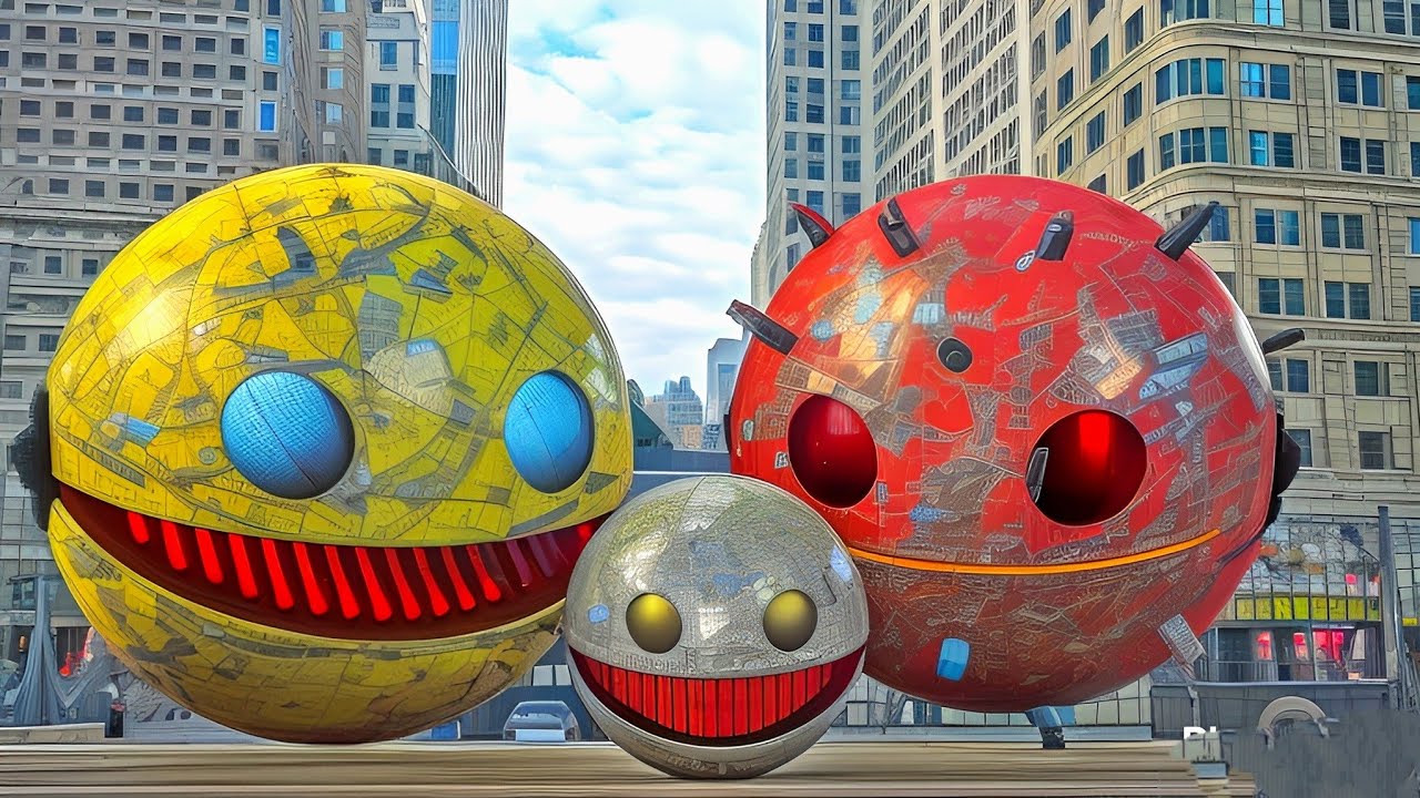 ROBOTPACMAN VS TOW ROBOTPACMAN MONSTER IN THE CITY