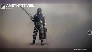 Destiny 2 Hunter with Valkyrian Ornaments and Amethyst Veil Shader