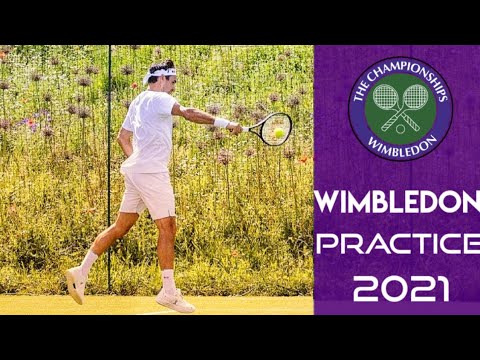 Roger Federer First Practice at Wimbledon 2021 with Grigor Dimitrov