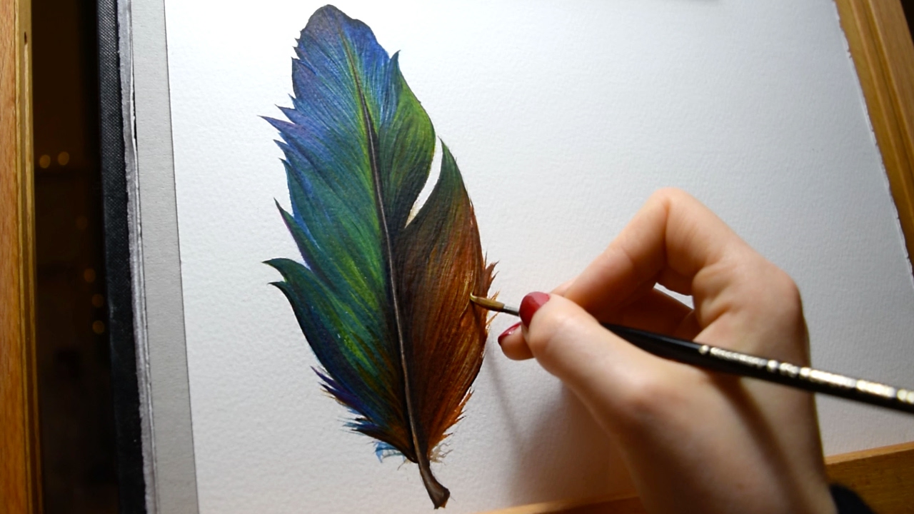 Simple Watercolor Painting Ideas for Beginners  How to Paint Feathers with  Watercolors Wet in Wet 