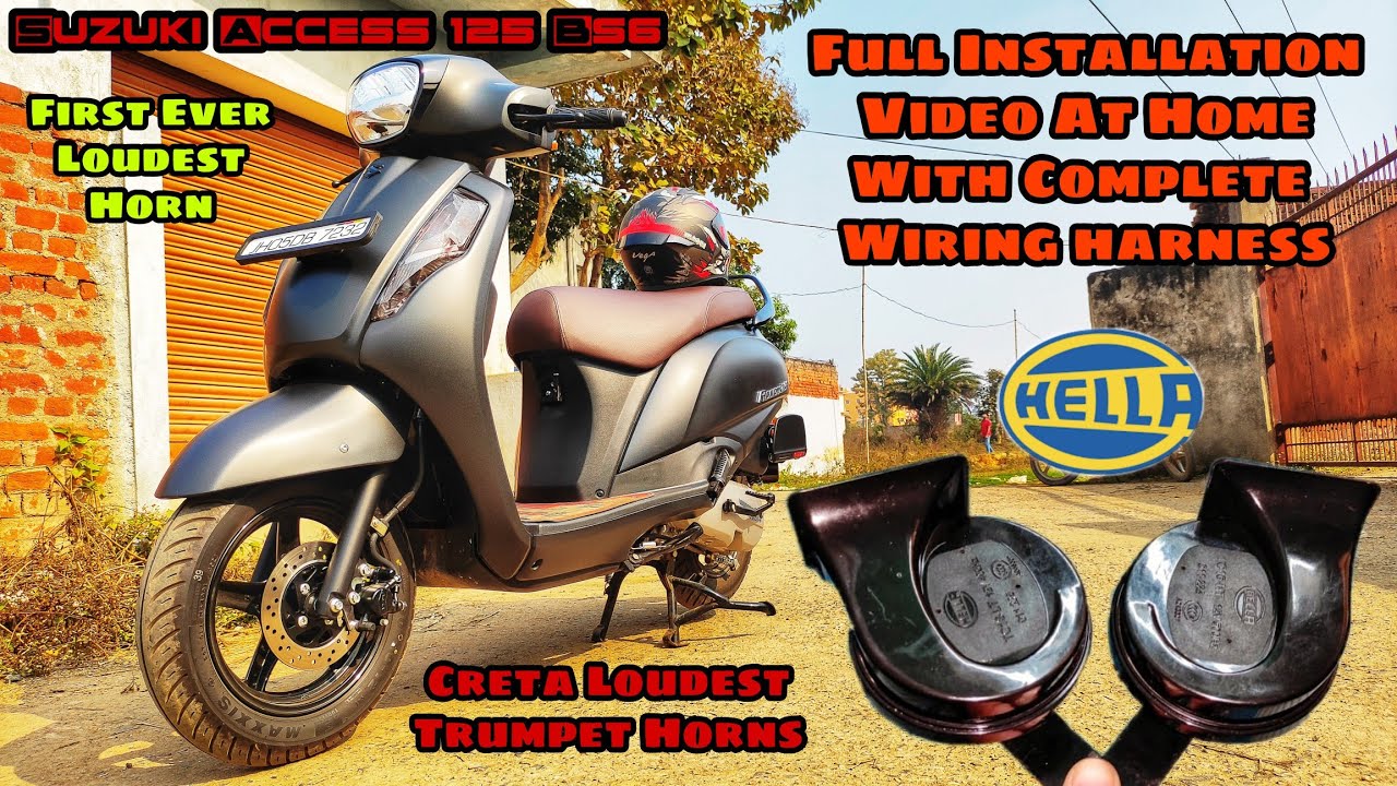 Suzuki Access125BS6 Installed With Loudest Creta Trumpet HornsFull