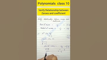 Polynomials class 10 || verify Relationship between zeros and coefficient #doe #class10#maths#trick