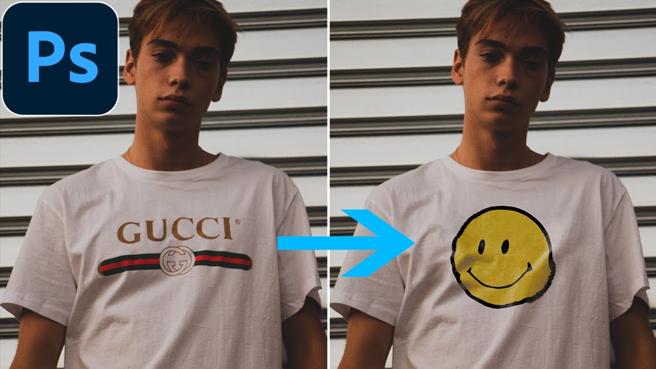 Photoshop a gucci or louis vuitton logo on your plain shirt by