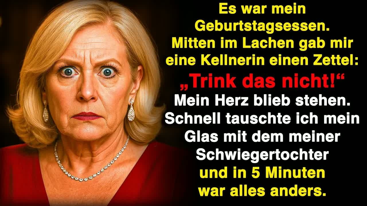 Ich stand an meinem 62. Geburtstag in einem Restaurant in München-Schwabing, als mir eine Kellnerin unbemerkt einen Zettel unter den Teller schob: „Trinken Sie das nicht. Ihr Leben ist in Gefahr.“...