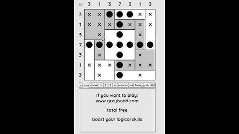 Grey is Odd - Today grids. Solution level 1 7X7 dated 09-03-2024 #logicpuzzles #logicgames  #games