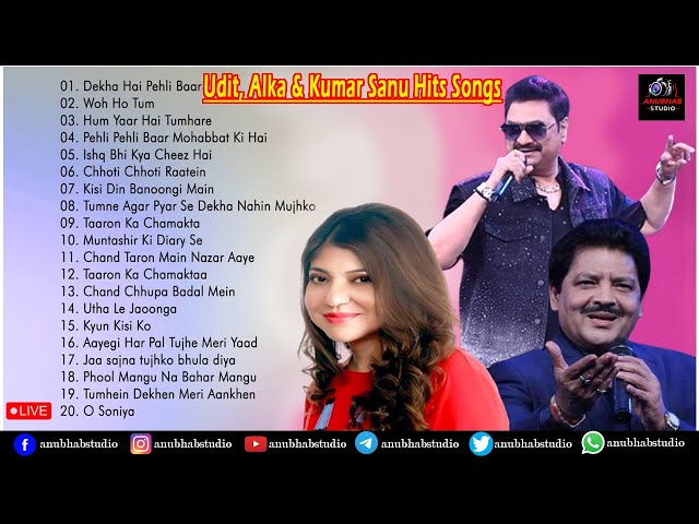 Romantic Hindi Songs Kumar Sanu Udit Narayan Alka Yagnik Old Hindi Songs #90severgreen #bollywood class=