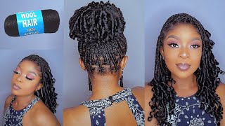 OMG Knotless Short Braids With Curly Ends Using Brazilian Wool| Macamy