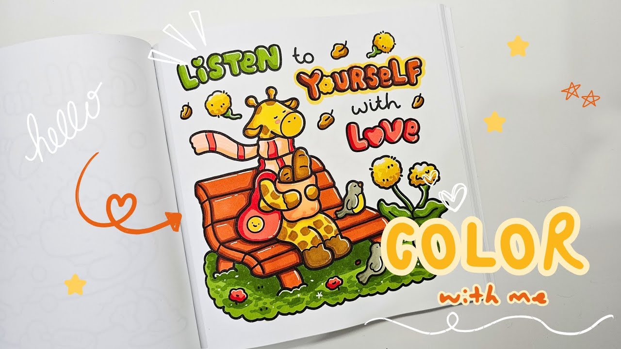 Раскрась со мной | Уютная атмосфера от Коко Вайо - Прислушайся к себе | Спиртовой маркер Ohuhu 🧡🦒🍂