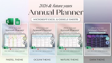 Annual Planner - 2026 & Future Years - Events, Birthdays, Daily Notes - Excel and Google Sheets