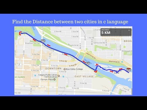 Find the Distance between two cities in c language