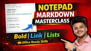 Notepad Markdown Masterclass | Bold, Link, Lists Kaise Use Kare | Hindi | ADCA Course