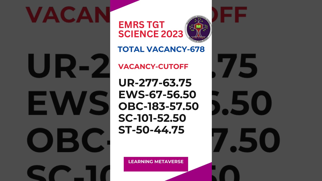 EMRS TGT SCIENCE 2023 VACANCY|| EMRS CUTOFF 2023 