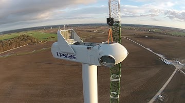 Building A Vestas Wind Turbine Filmed By A Drone