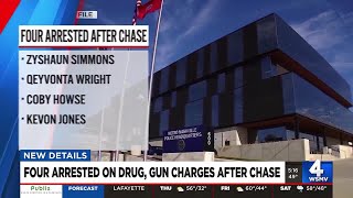Four arrested on multiple drug, gun charges after chase