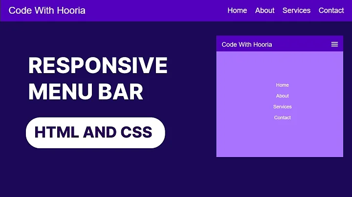 Create a Responsive Navigation Bar (Menu bar) Using HTML, CSS, and JavaScript