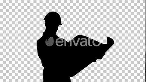 Silhouette Handsome engineer architect, builder, businessman, | Motion Graphics - Envato elements