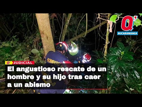 Así fue el angustioso rescate de un hombre y su hijo que cayeron a un abismo en Floridablanca