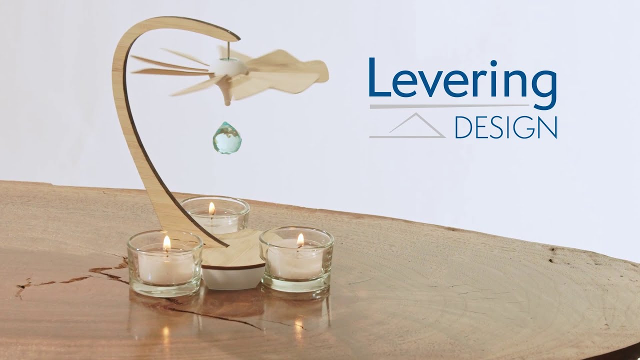 Download Levering Design - The Lightmill. A candle powered spinning prism mobile with a magnetic bearing.