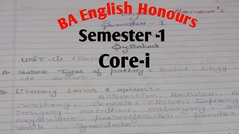 BA English honours syllabus semester -1 core -1 ll syllabus of semester -1 core -i BBMKU University