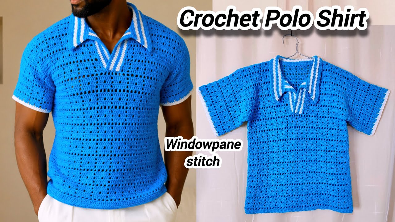Crochet Polo Shirt Tutorial | Windowpane Stitch ✨ Beginner