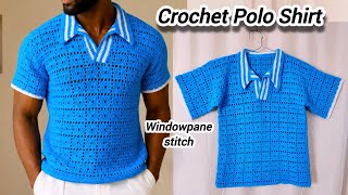 Crochet Polo Shirt Tutorial | Windowpane Stitch ✨ Beginner