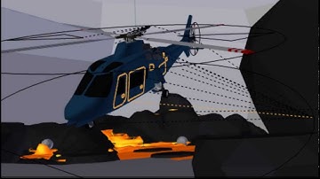 Helicopter Volcano opengl render WIP