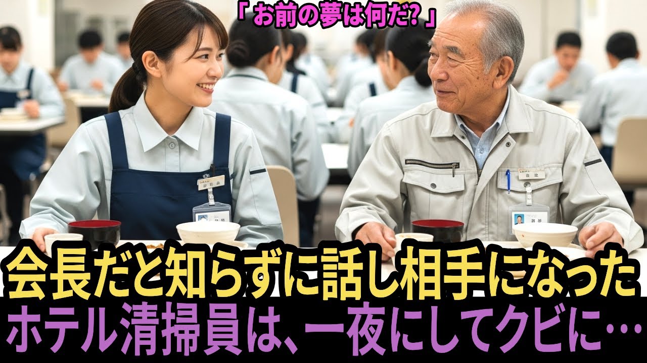 会長だと知らずに話し相手になった清掃員。翌日、クビを言い渡されたその理由に涙が止まらない
