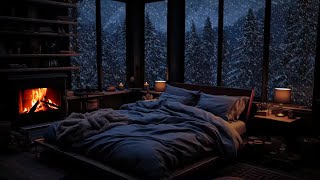 I fell asleep in 5 minutes! Winter fireplace and snowstorm sounds for deep sleep