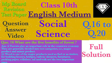 Social Science Class 10th Revision Test solution in English Question and Answer Q.16 to Q.20