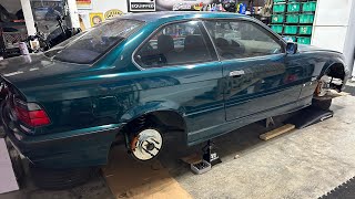 BMW E36 Rear Fortune Auto Coil-Over Install Along With New Brakes &amp; Trailing Arm Mono Ball Kit