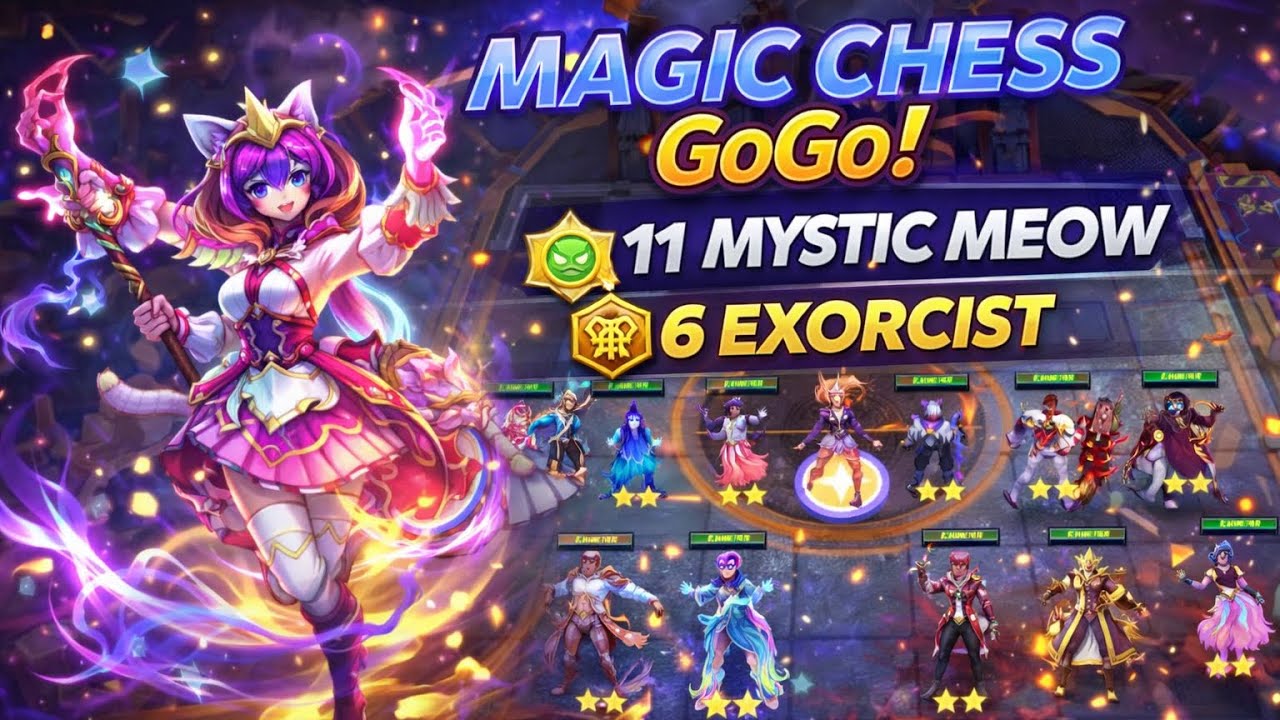Begini RUBY Exorcist 6 + 11 Mystic Meow !! COMBO GILA Commander Fanny | Magic Chess GoGo