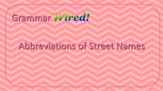 Abbreviations of Street Names