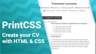 ⚡ PrintCSS: Create your CV PDF with HTML & CSS ⚡