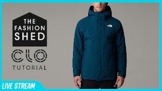 Live CLO3D Tutorial: Design a water proof Northface jacket screenshot 3