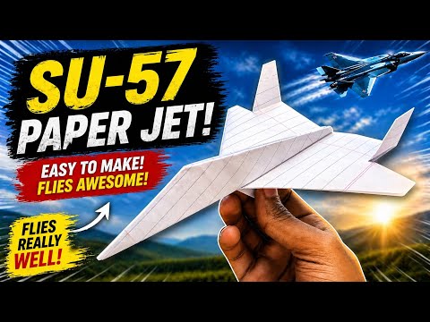 How to Make an EASY SU-57 Paper Jet ✈️ That Flies REALLY Far!