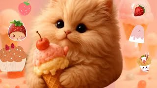 Música Dulce y Relajante para Niños 🍦🐱 | Gatito con Helado para Dormir y Calmar