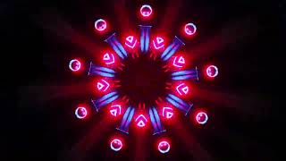 4K Animation. VJ Loop. Circular pattern of blue and red lights. Kaleidoscope VJ loop