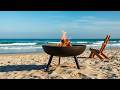 Over 4 Hours Beach Bonfire &amp; Ocean Waves | Relaxing Sleep Sounds | No Mid-Roll Ads #fireplace #focus