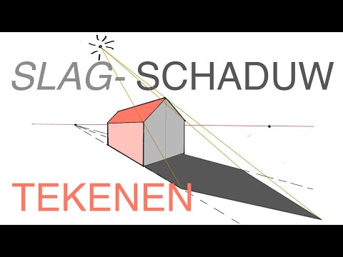 Hoe teken ik slag-schaduw bij een voorwerp / Slagschaduw tekenen met lijnperspectief bij een huis