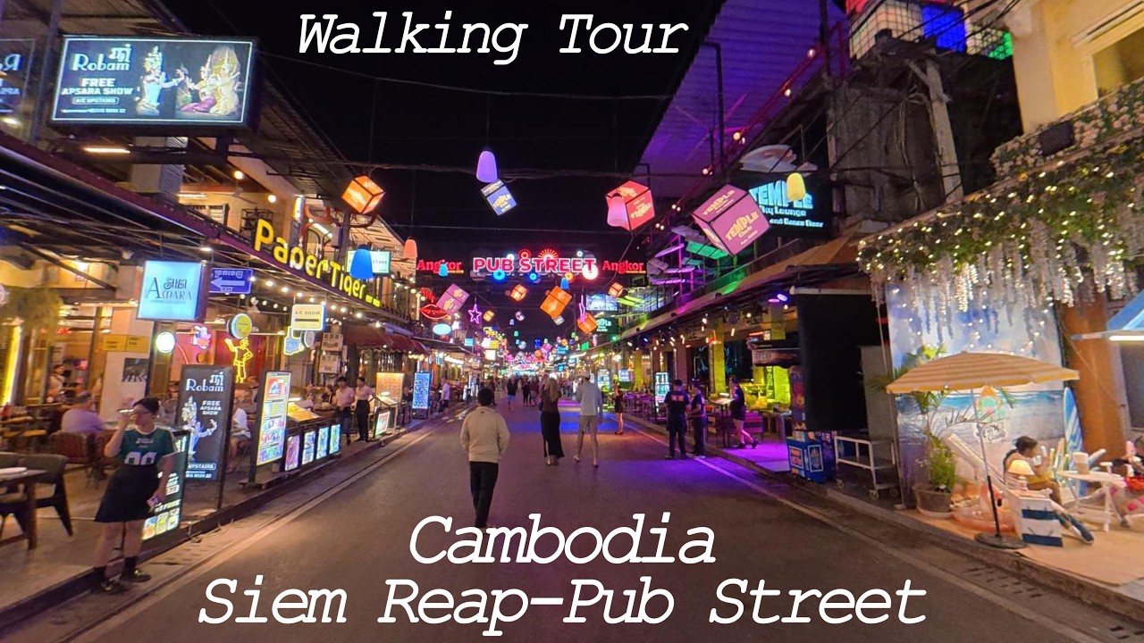 Walking Tour | Cambodia | Siem Reap | Pub Street | Old Market | Night Market | 4K