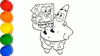 How to draw Spongebob and Patrick for kids and toddler